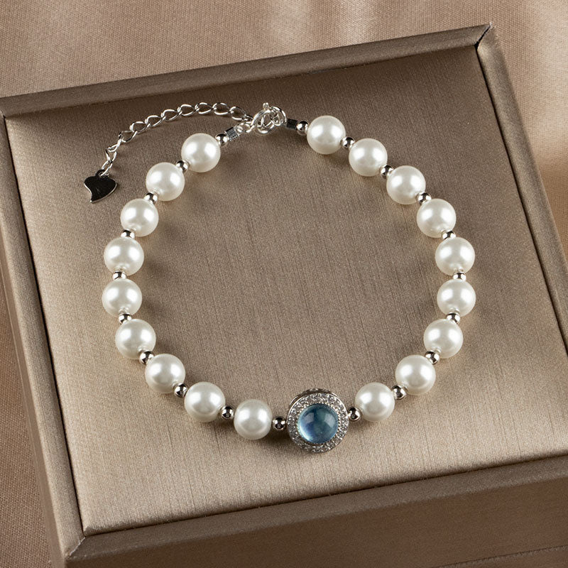 Perlenarmband 925 Silber mit blauem Stein Heilung Energie eleganz