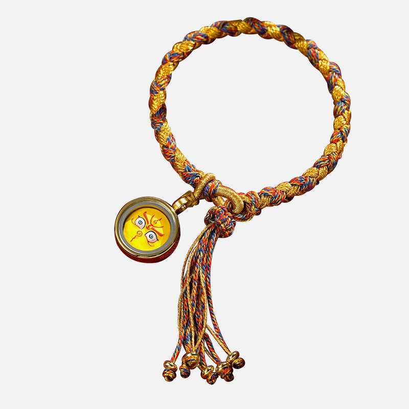 Armband Drachen Glück Wohlstand Energie gelbes Amulett buntes Seil