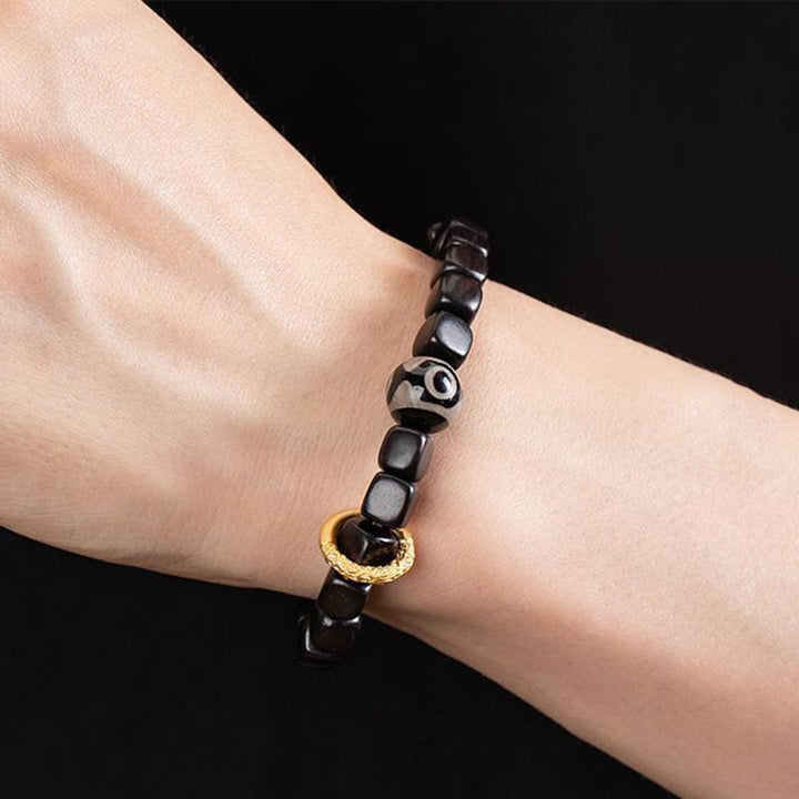 Armband Ebenholz mit Yin Yang Symbol Balance und Ruhe Handgelenk