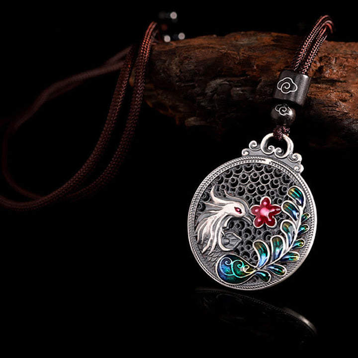 Phönix Sterling-Silber Anhänger Emaille Schmuck Schutz