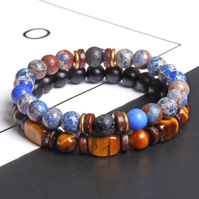 Armband 2er Set Tigerauge Kaiserstein Heilstein