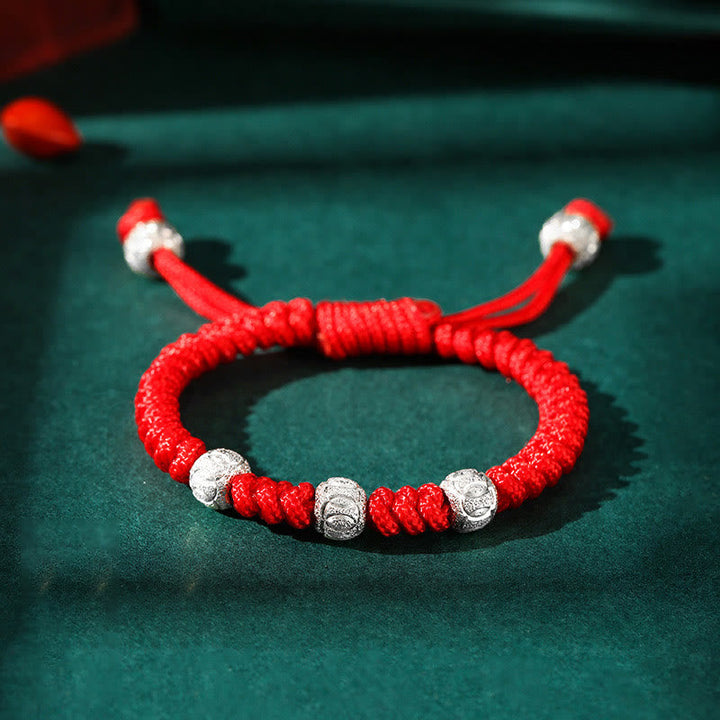 Rotes Armband 925 Silber – Stärke mit silbernen Perlen elastisch