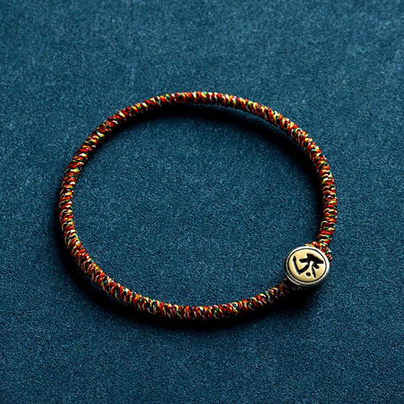 Rotes Armband mit chinesischem Tierkreiszeichen Anhänger Silber.