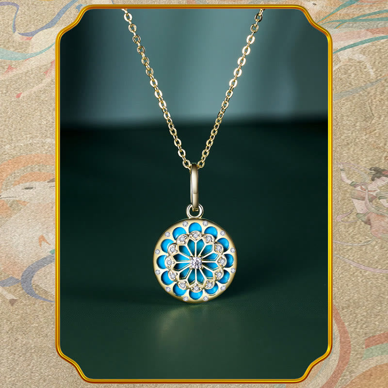 Türkis Anhänger Kette Sterling-Silber Blume