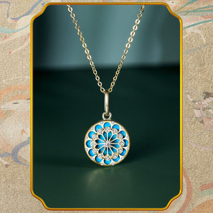 Türkis Anhänger Kette Sterling-Silber Blume