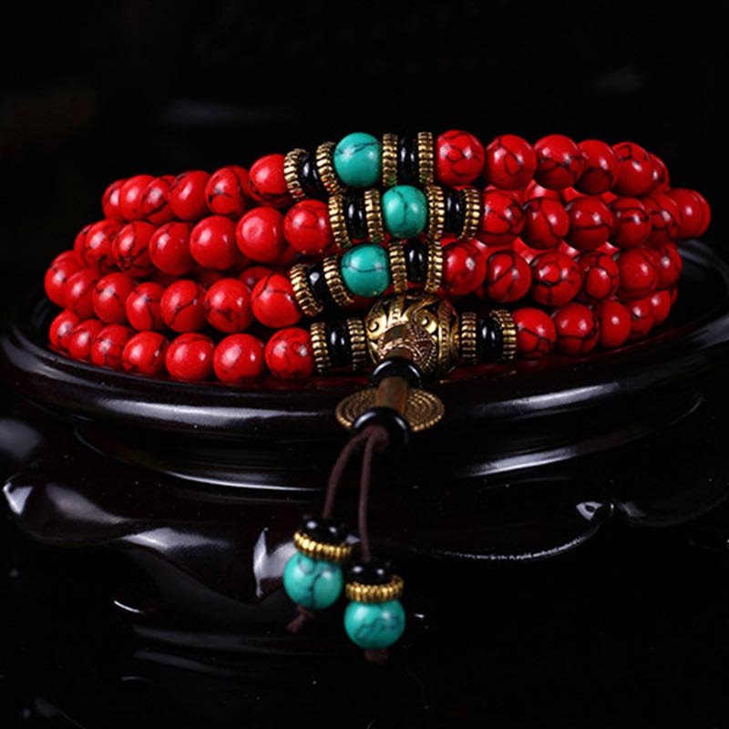 Mala Tibet Armband Roter Türkis - Glück