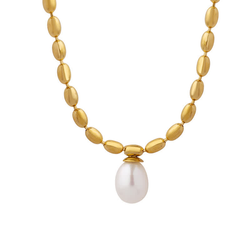 Anhänger Kette Perle goldene Gliederkette elegant