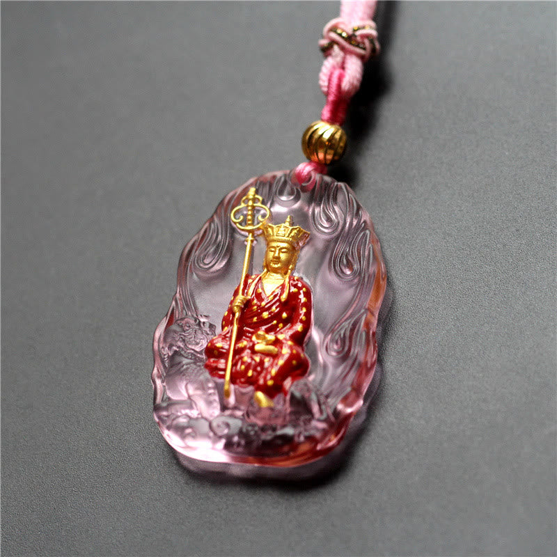 Kette Liuli-Kristall Ksitigarbha Segen Anhänger rosa