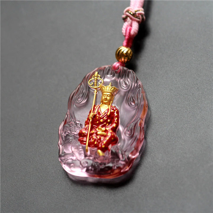 Kette Liuli-Kristall Ksitigarbha Segen Anhänger rosa