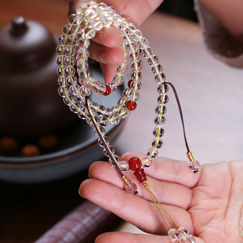 Mala 925 Silber Roter Achat Armband in Hand mit Kristallperlen