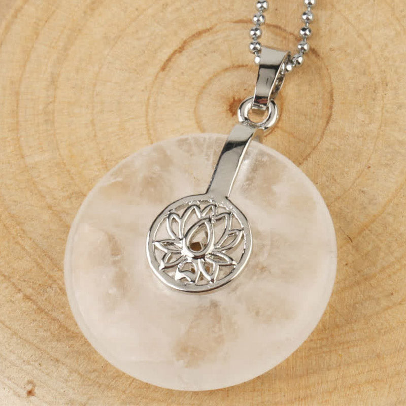 Rosenquarz Kette Lotus Anhänger Heilstein silber