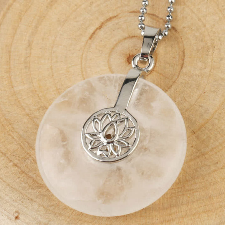 Rosenquarz Kette Lotus Anhänger Heilstein silber