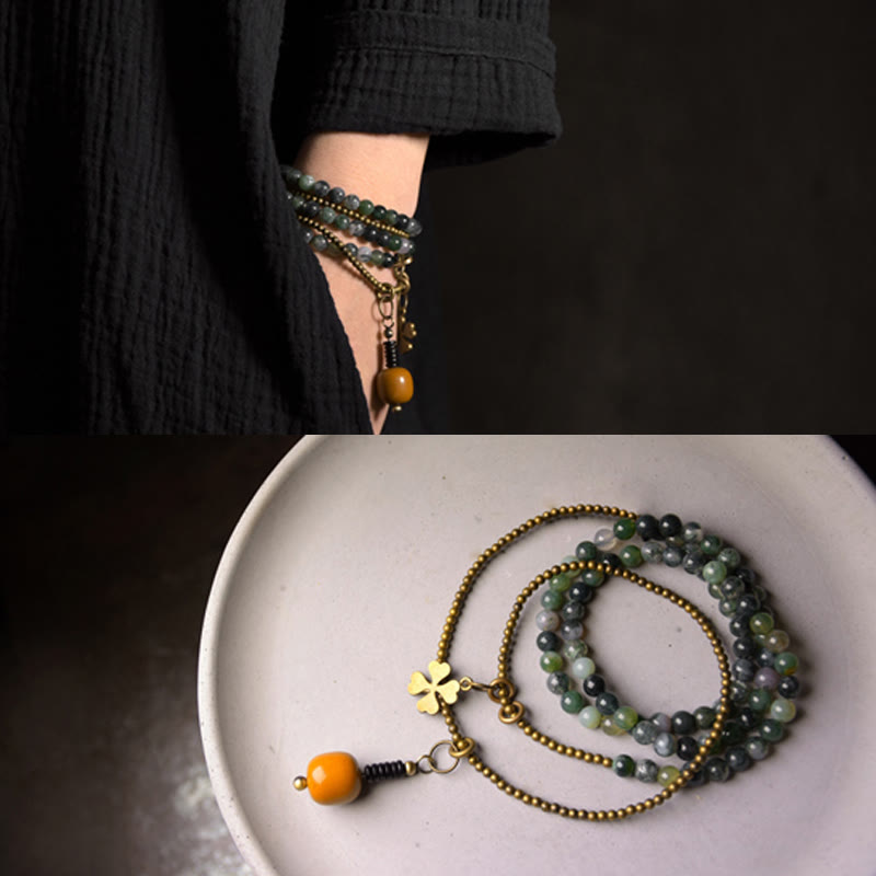 Armband Kupfer Achat Glück mehrsträngig Naturstein elegant getragen