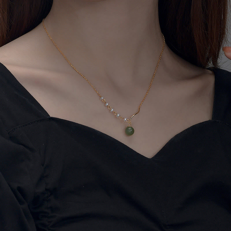 Kette Jade Perle Hetian Glück Natur