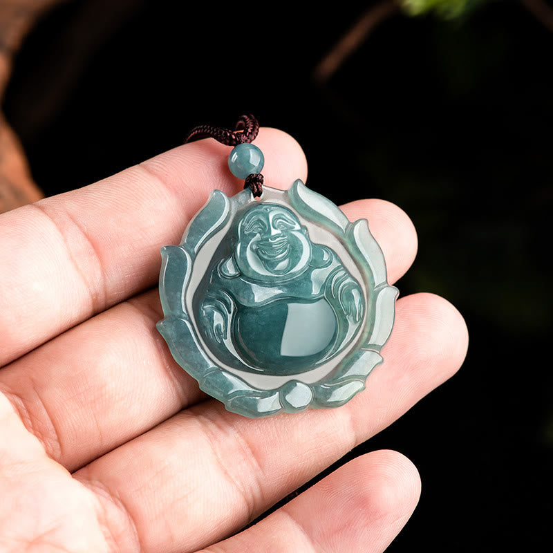 Kette Grüne Jade Buddha Anhänger Glück