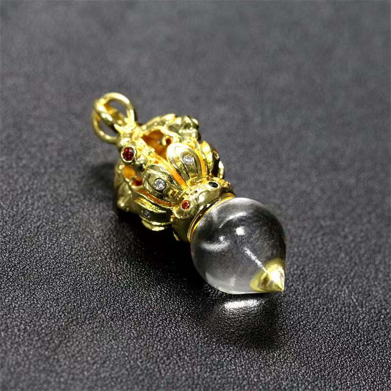Kette Liuli-Kristall Vajra Lotus Tibet Stärke Goldanhänger