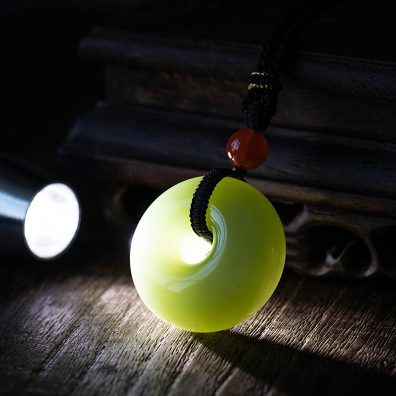Anhänger Kette Jade Buddha Gelassenheit grün Donut Naturstein