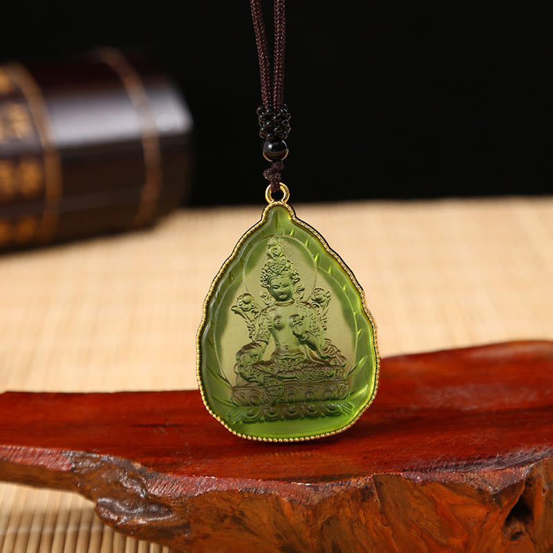 Kette Liuli-Kristall Buddha Tibet grün Anhänger