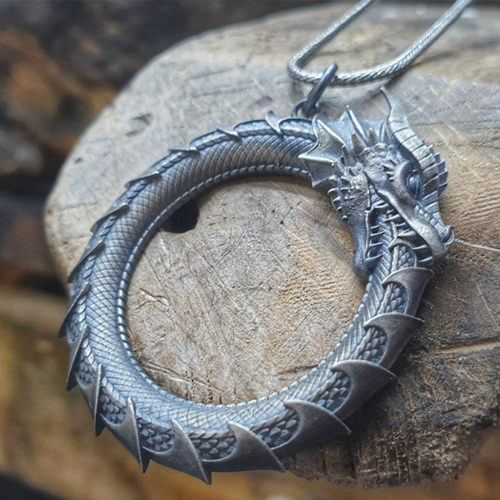 Drachen Anhänger Zinn Kette Stärke
