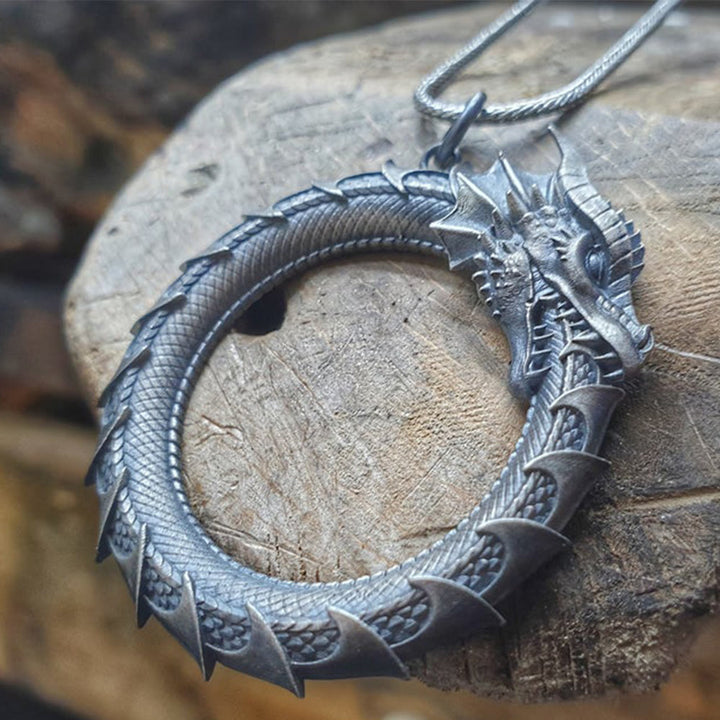 Drachen Anhänger Zinn Kette Stärke
