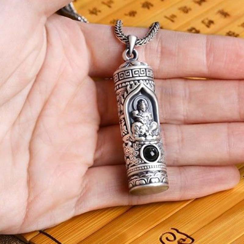 Kette Kristall Tierkreis-Buddha Wohlstand Silber Anhänger