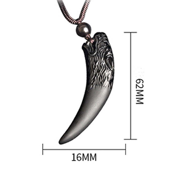 Anhänger Kette Obsidian Wolf Natur – Stärke | Zen Spirit