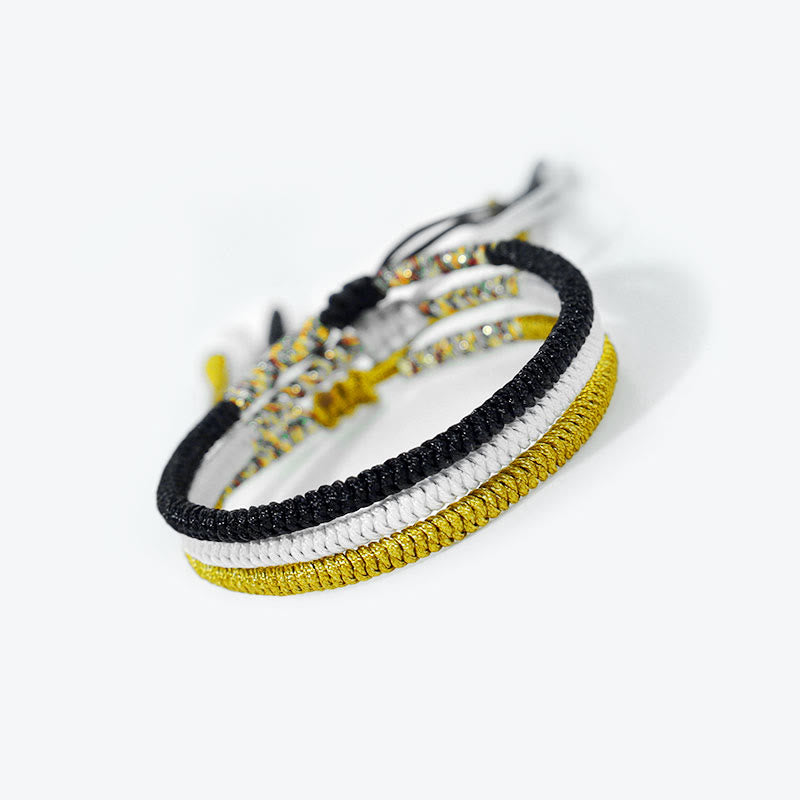 Armband 3Pcs Tibet Bunt Schmuck Set gelb schwarz weiß geflochten