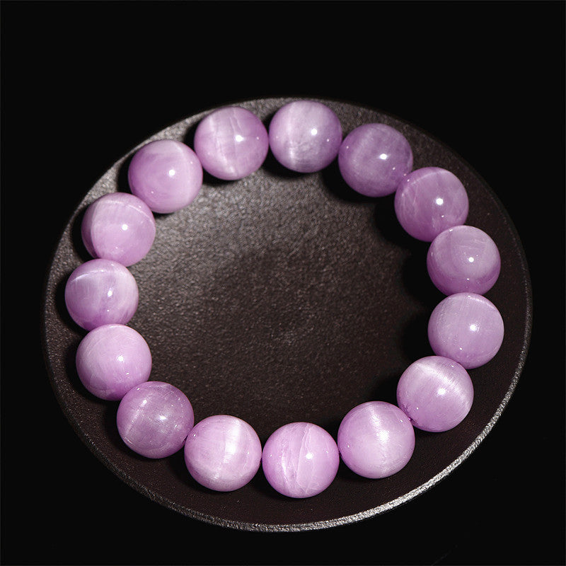 Kunzit Armband lila Perlen Liebe Wachstum elastisch Naturstein