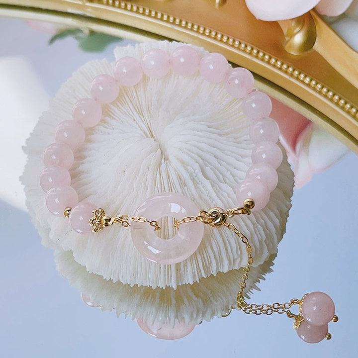 Rosenquarz Armband Kristall – Liebe & Frieden elegantes Design goldene Verzierungen