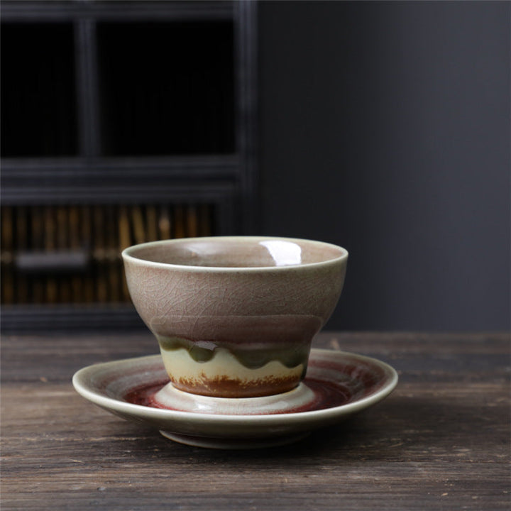Teetassen Sets Planet Design Keramik Untertasse Beigegrün 120ml