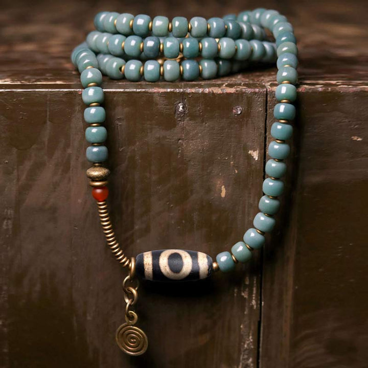 Mala 108 Perlen Bodhi Energie Armband türkis Naturstein Meditation.
