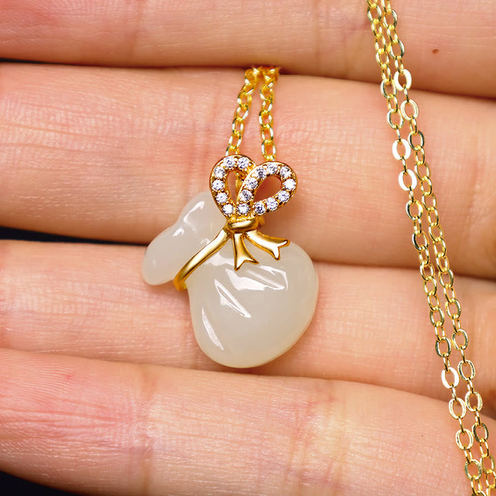 Jade Kette Anhänger Schutz Münze Glück