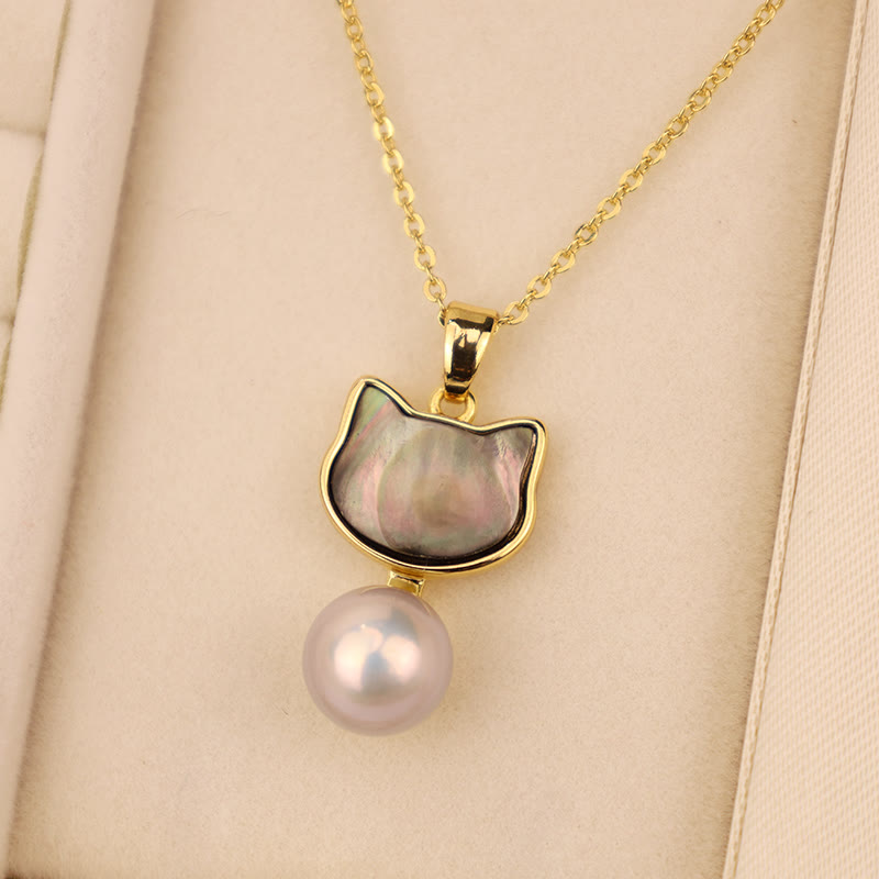Kette Perle Katze Gold Segen