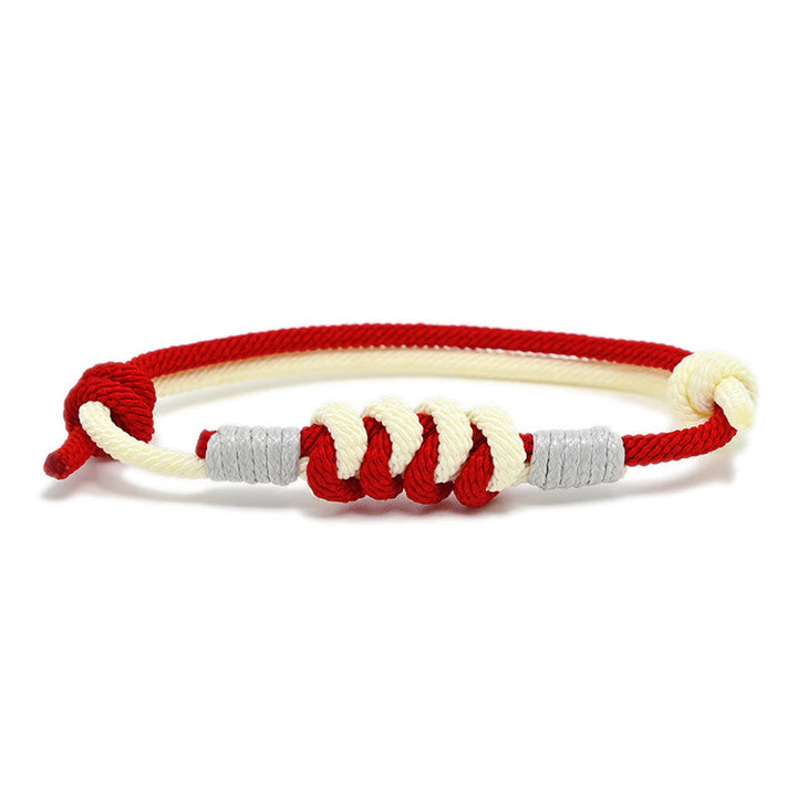 Rotes weißes geflochtenes Armband Knoten Stärke elastisch verstellbar
