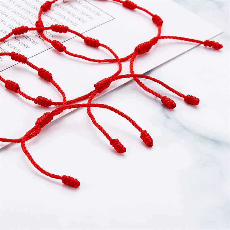Armband Böses Auge 7 Rotes Band - Schutz 4er Set