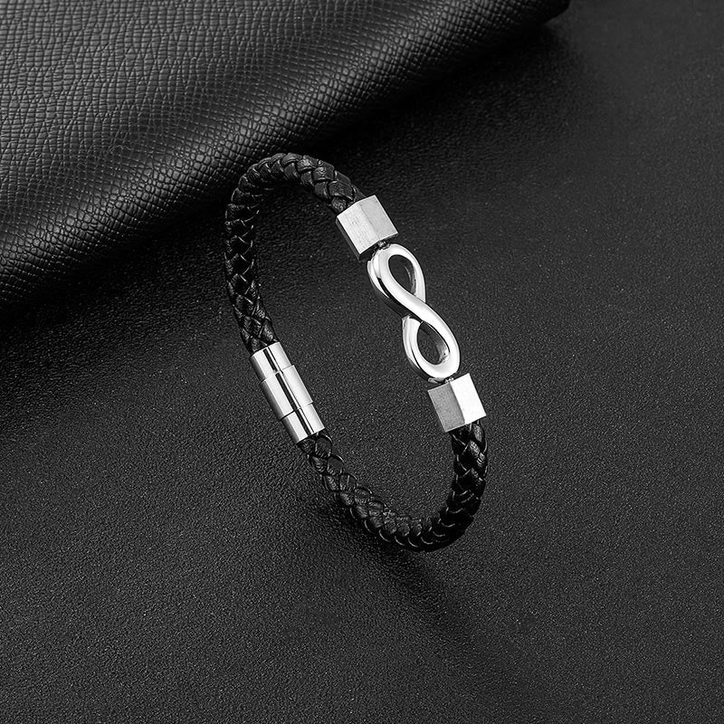 Armband Unendlicher Titanstahl Leder Balance
