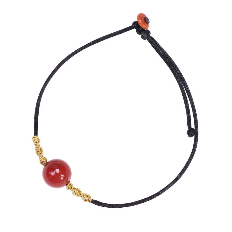 Armband Roter Achat – Balance mit schwarzem Baumwollband Naturstein