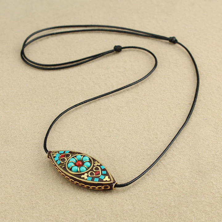 Anhänger Kette Türkis Buddha Marquise Schutz