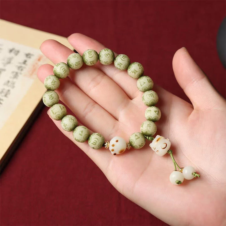 Bodhi Armband Om Mani Padme Hum Balance grüne Perlen Handgelenk
