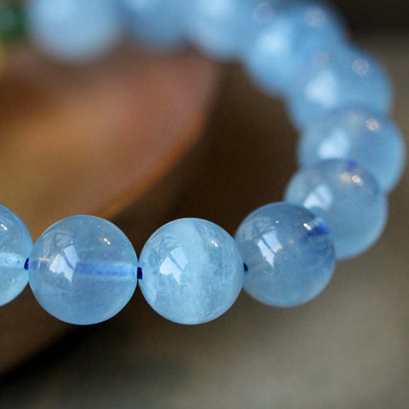 Armband Aquamarin – Heilung & Energie hellblaue Perlen Naturstein elastisch