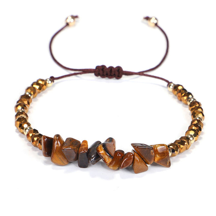 Tigerauge Armband mit goldfarbenen Perlen Naturstein braun