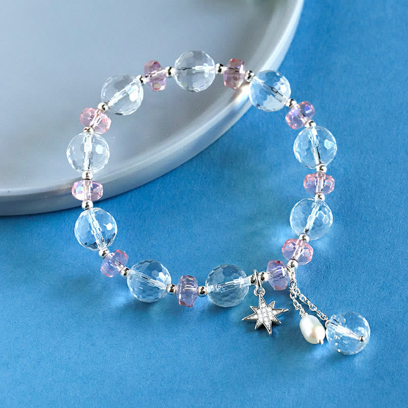 Armband Weißer Kristall Stern Schutz Rosa Perle Elegant Schmuck