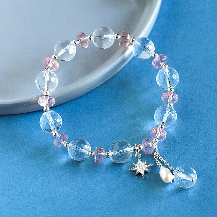 Armband Weißer Kristall Stern Schutz Rosa Perle Elegant Schmuck