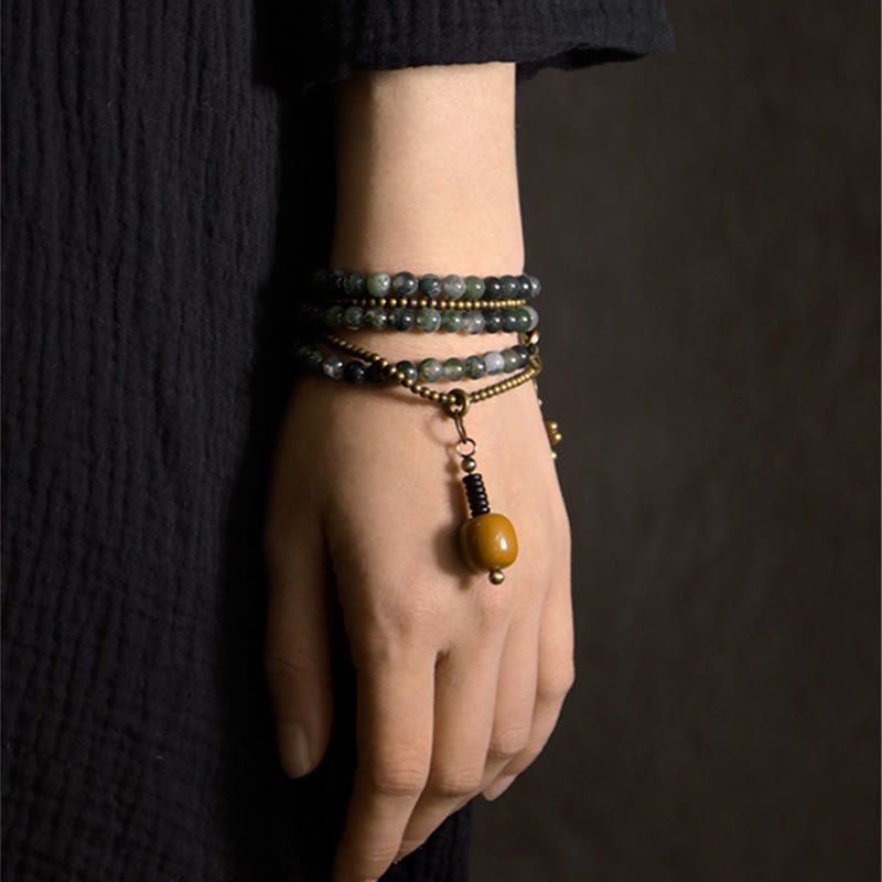 Armband Kupfer Achat Glück mehrschichtig Naturstein am Handgelenk getragen