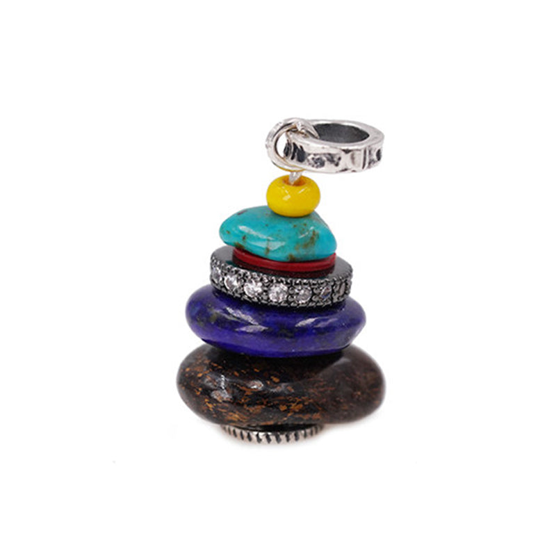 Kette Labradorit Zen-Cairn Edelstein Anhänger bunt