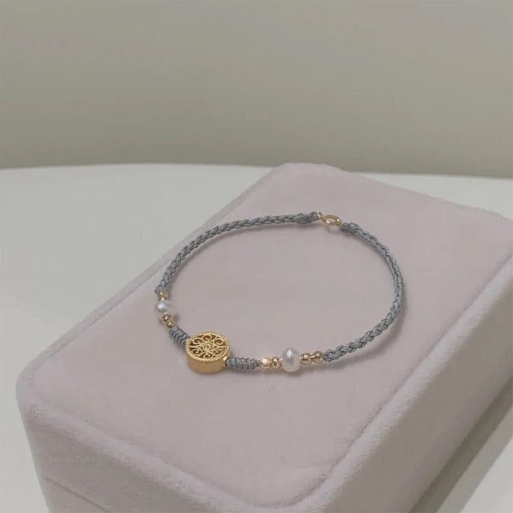 Armband Kupfer Perle Glück grau gold Perlenarmband elegant minimalistisch