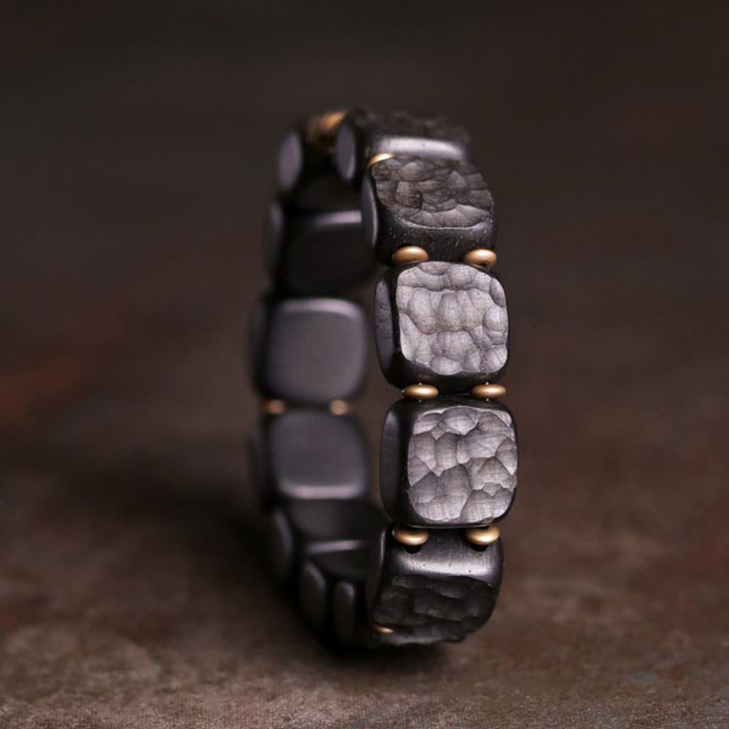 Armband Kupfer Ebenholz schwarze Perlen Balance Meditation Naturstein elegant