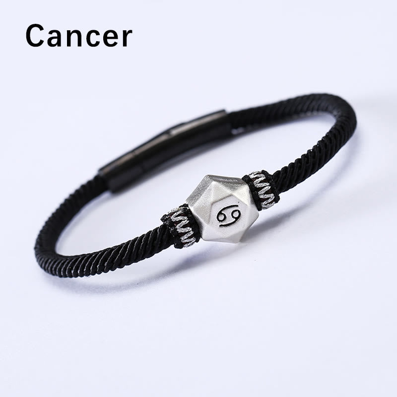 Schwarzes Armband 925 Silber Krebs Sternzeichen Symbol Energie