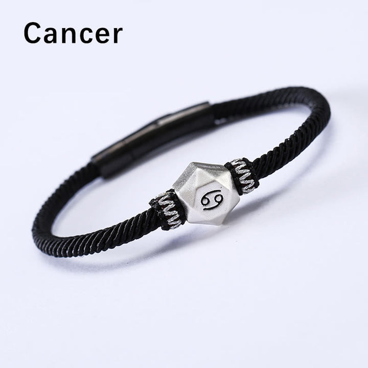 Schwarzes Armband 925 Silber Krebs Sternzeichen Symbol Energie