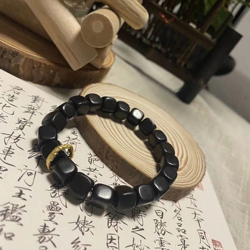 Armband Tibet Ebenholz Quadratische Perlen